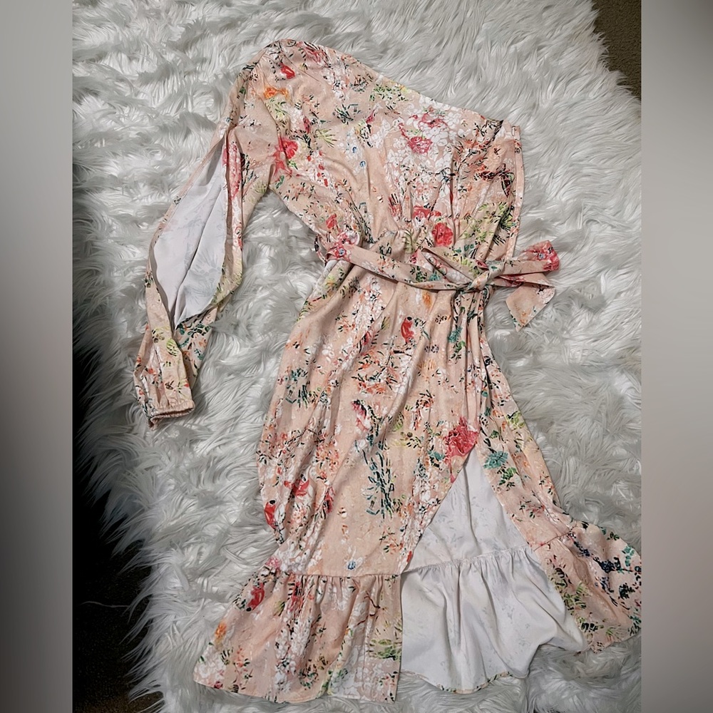 Spring satin floral dress